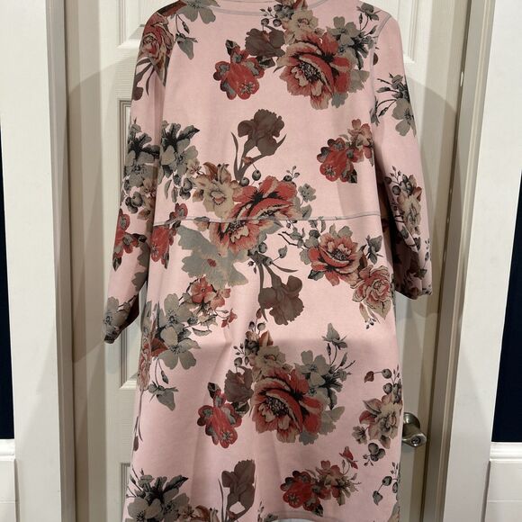 Philosophy Pink Floral Faux Leather Suede Duster Long Jacket Plus Size 1X - Picture 9 of 14